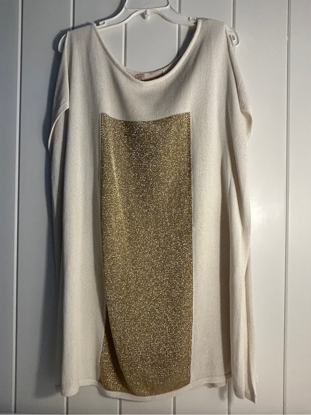 Philosophy Republic Metallic Gold Knit Tunic Sweater Mini Dress Medium M top med
